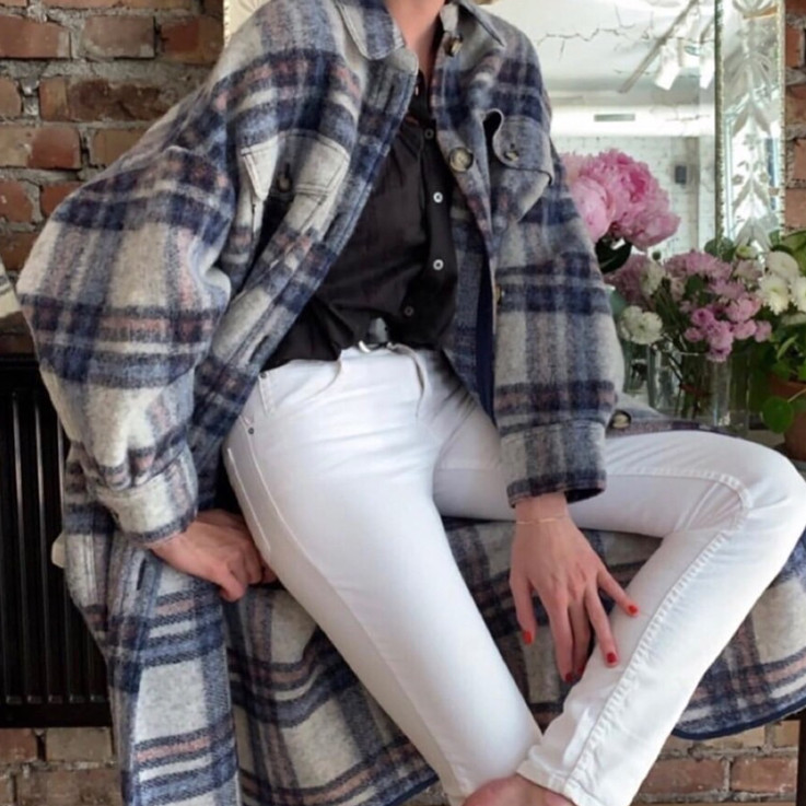 

Woolen Coat for Women Autumn/Winter Plaid Long Outwear Single Breasted Long Coats 2 Colors, Green
