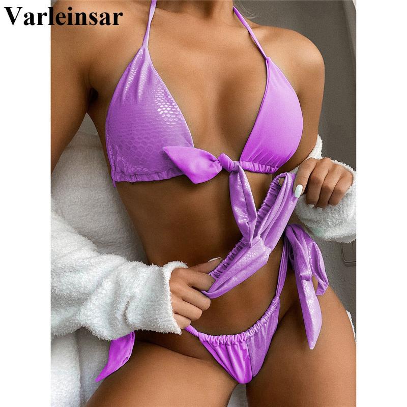 

Splicing Snake Skin With Headband Bikini Female Swimsuit Women Swimwear Two-pieces Bikini set Knotted Bather Bathing Suit V2364, Mint green