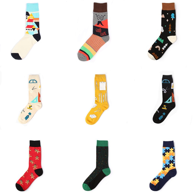 

High Quality Socks Men Musical Note Beer Printed Cotton Hip Hop Long Happy Funny Sox Harajuku Designer Calcetines Meias Male New, 24