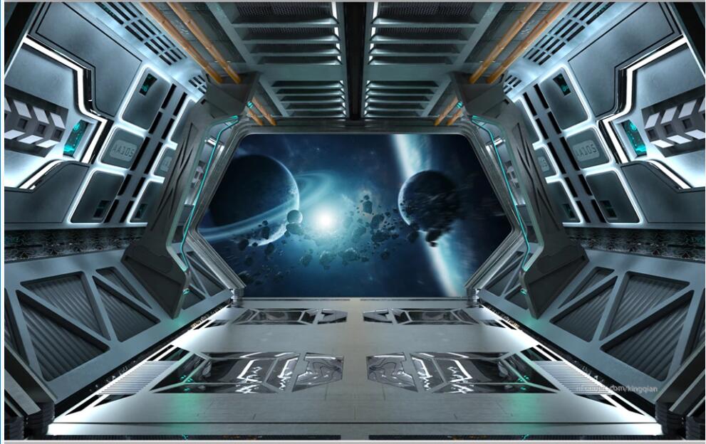 

3d wallpaper custom photo mural Cool industrial style spaceship door bar KTV home decor 3d wall murals wallpaper for living room, Non-woven wallpaper