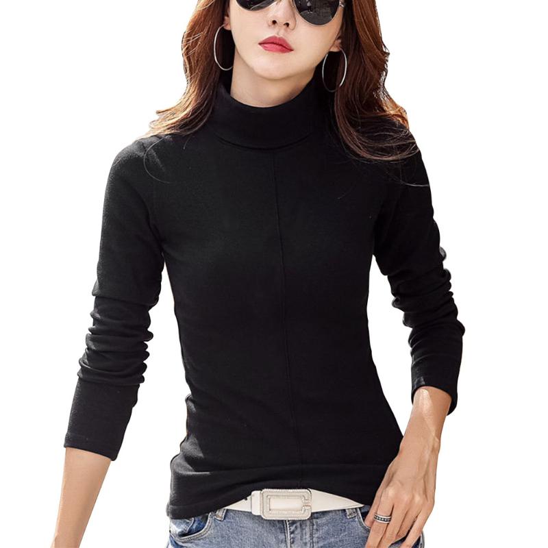 

Women Soft Slim Turtle Neck Solid Basic Tops Winter Elastic Skinny Sweater Fashion Pullover Bodycon Long Sleeve, Coffee