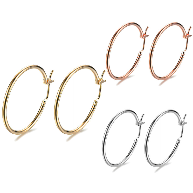 

Hoop & Huggie Cute Female Big Round Circle Earrings Fashion Gold Color Wedding Vintage Retro Double For Women