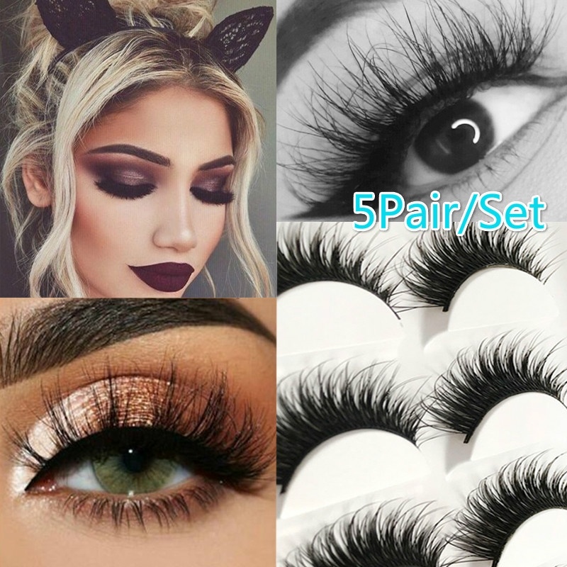 

5Pair/Set Women Eye Makeup Tools Accessories 3D False Eyelashes Long Lasting Lashes Natural Lightweight Eyelashes