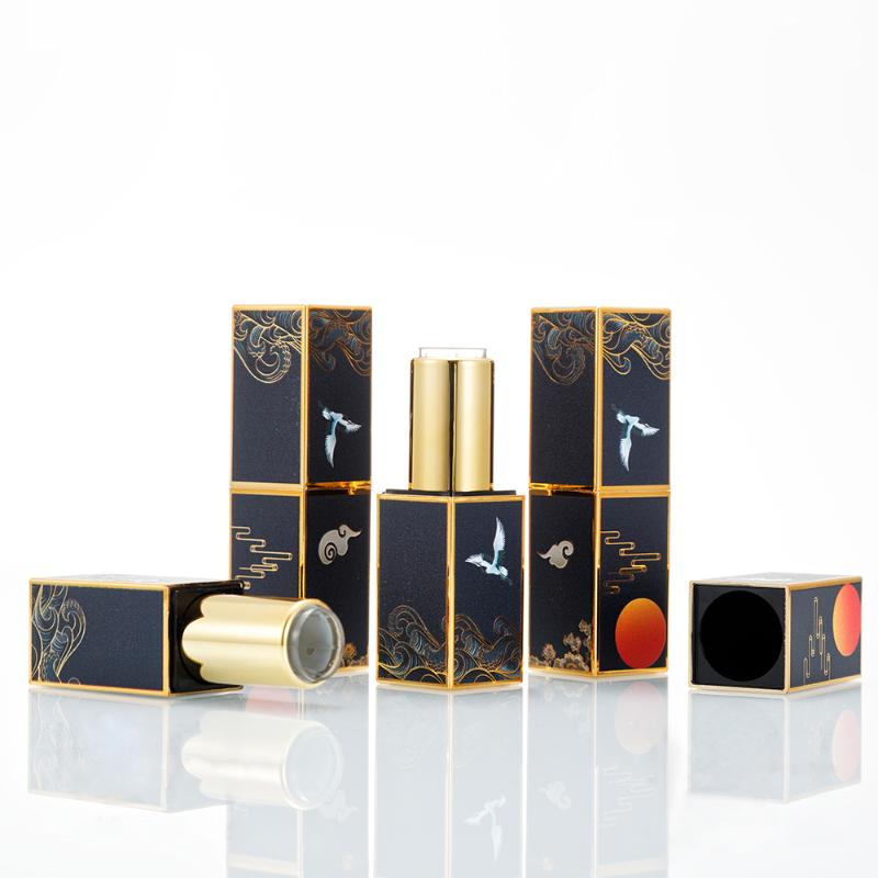 

Forbidden court wind high-grade magnetic buckle lipstick empty tube gold side tube