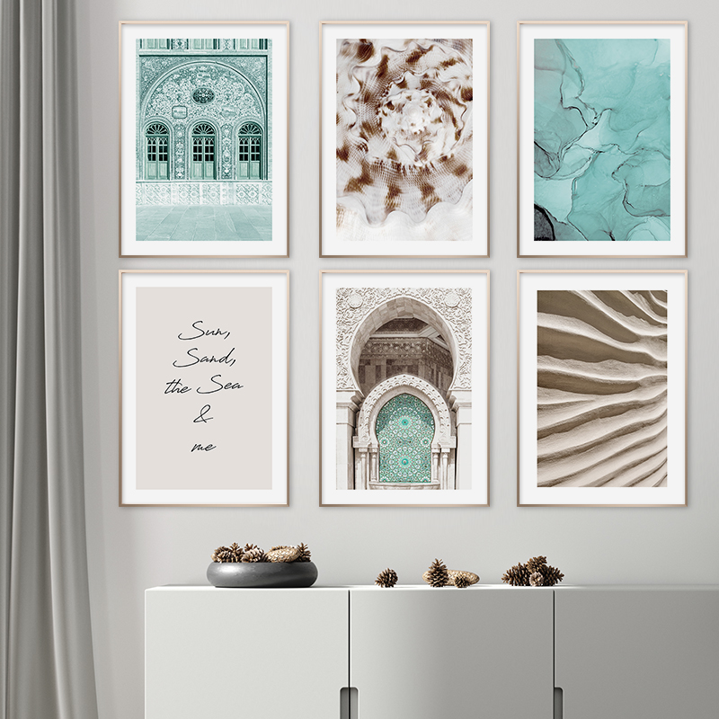 

Islamic Quotes Poster Hassan II Mosque Moroccan Arch Wall Art Canvas Print Muslim Decoration Picture Painting Home Decor