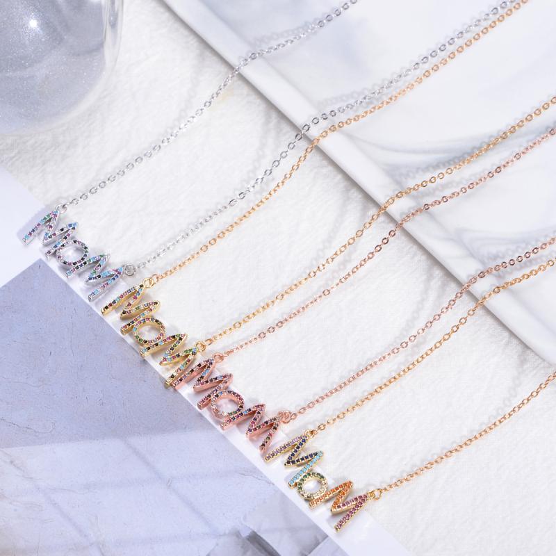 

high quality round hollow MOM women's necklace pendant decoration jewelry for women long snake chain gift for mother's day