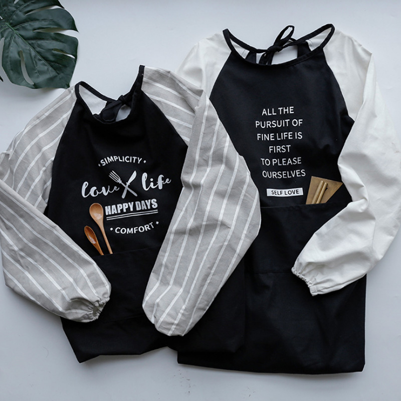 

Cotton Kitchen Coffee Shop Baking Cooking Waiter Adult Pinafore Painting Handmade Housework Full Body Cover Antifouling Clothes
