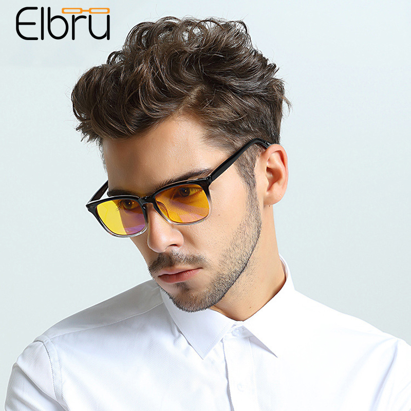 

Elbru Anti-radiation Clear Lens Glasses Frame Anti-blue Light Reading Glasses Antifatigue Men Women Ultralight Computer Goggles