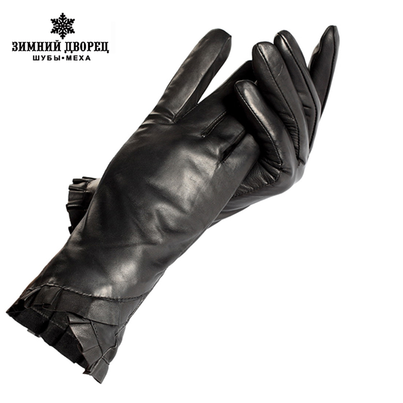 

Black leather gloves women,Genuine Leather,Cotton lining,Adult,Winter female leather gloves,Women warm gloves,Free shipping