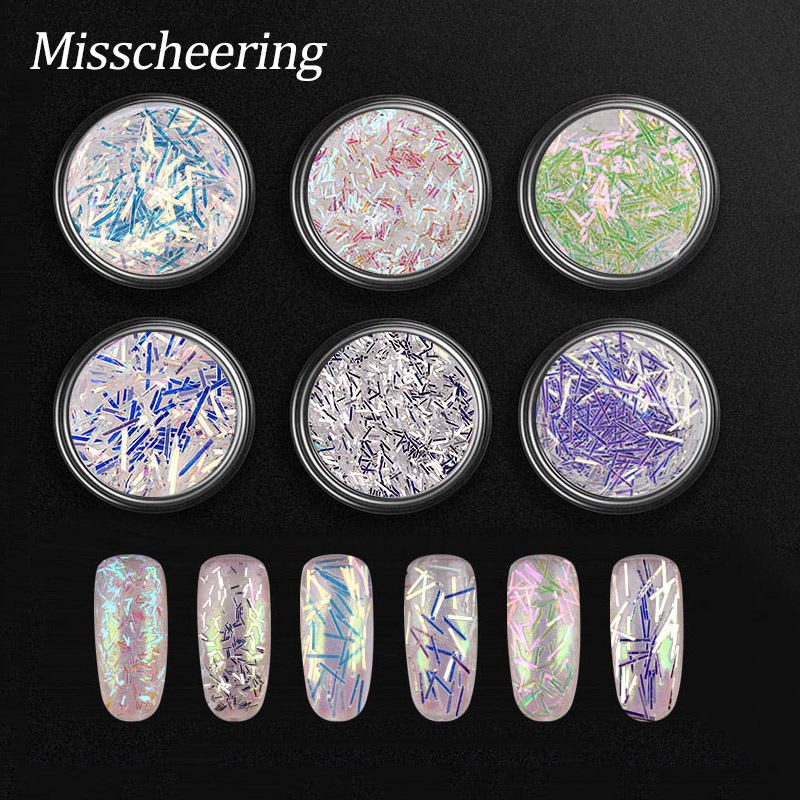 

6 Colors/Set Mixed Color 3D Nail Glitter Powder Tips Symphony Magic Effect Flakes Blu-ray Lace Sequins DIY Nail Art Decoration