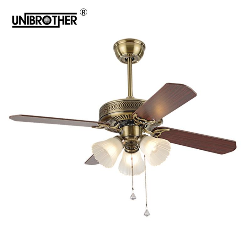 

110V Wood ceiling fan lamp remote control retro decora restaurant Living room lighting 220V good sleep silence 42 inch fan lamp