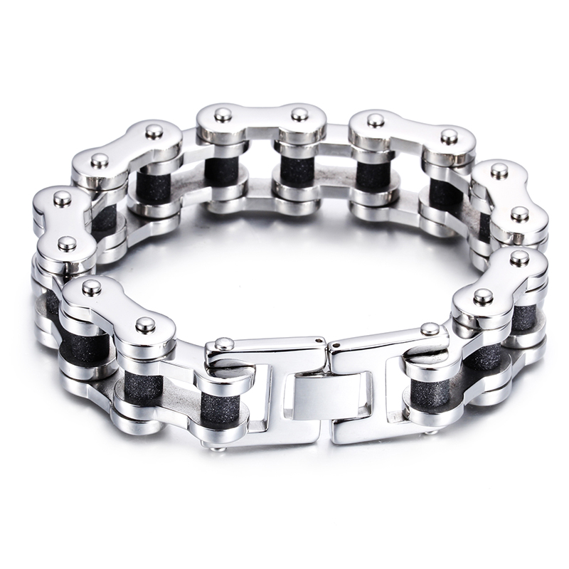 

Jewelry Men's Gold Bike Bracelets Stainless steel Hot sale Fashion Cool Punk Motorcycle 16mm width wholesale