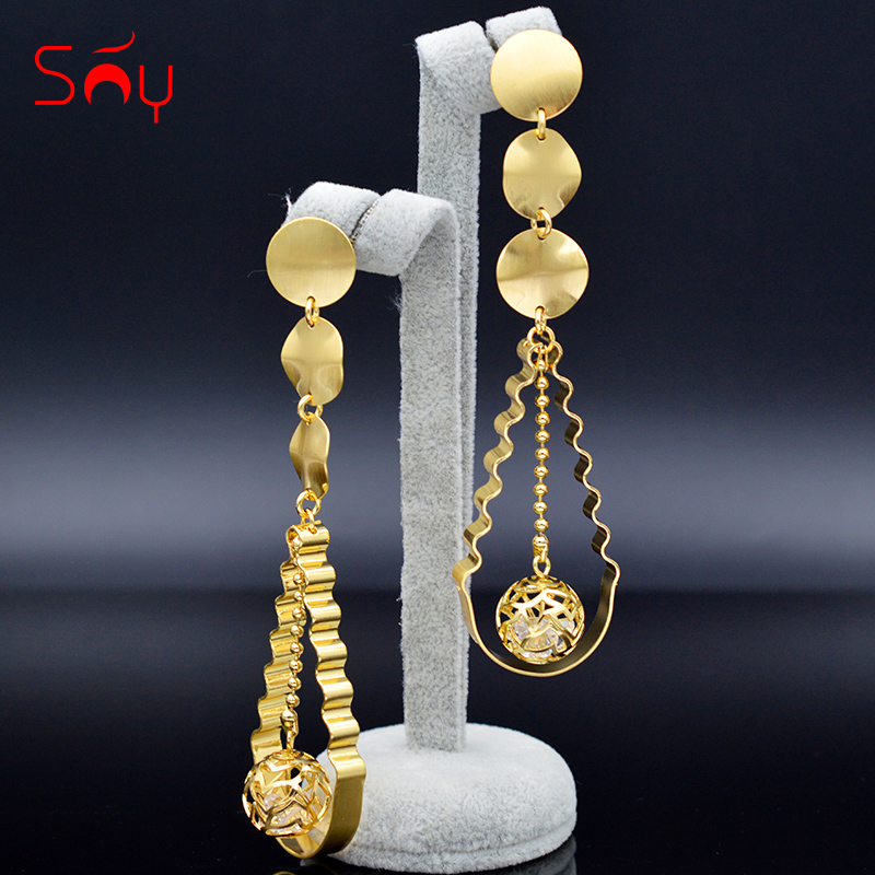 

Sunny Jewelry Romantic Jewelry Long Drop Dangle Earrings For Women Zircon Ball Earrings For Party Wedding Birthday Gift