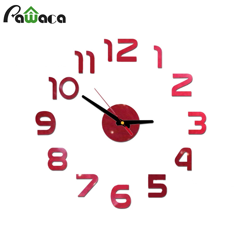 

One Set DIY Wall Clocks Decoration Silent Non-ticking 3D Creative Digital Acrylic Wall Clock Living Room Mute Stickers