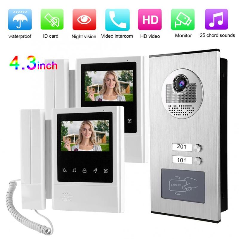 

Apartment LCD Monitor Intercom Camera Video Door Phone Doorbell 2 Units 110-240V Video Intercom