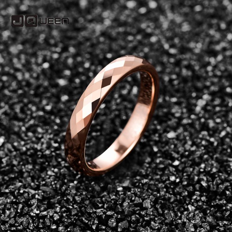 

JQUEEN Tungsten Carbide Ring 4mm Width Hammered Finish Rose Gold Color Wedding Band for Women Comfort Fit Rings Quality