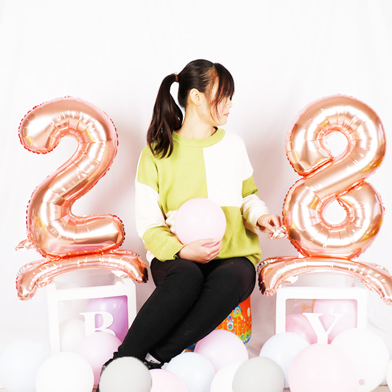 

1pc32nch Rose Gold Silver standing 3D Number Balloons 0-9 Birthday Wedding Engagement Party Decor Globos Kids Ball Supplies