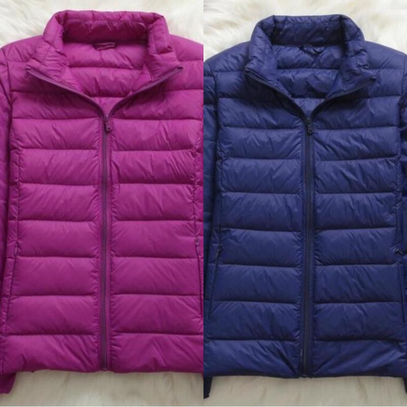 

Women Down Jacket Hooded White Duck Down Warm Overcoat Solid color Portable Outerwear Size Ultra Light Coat Winter, Lake blue