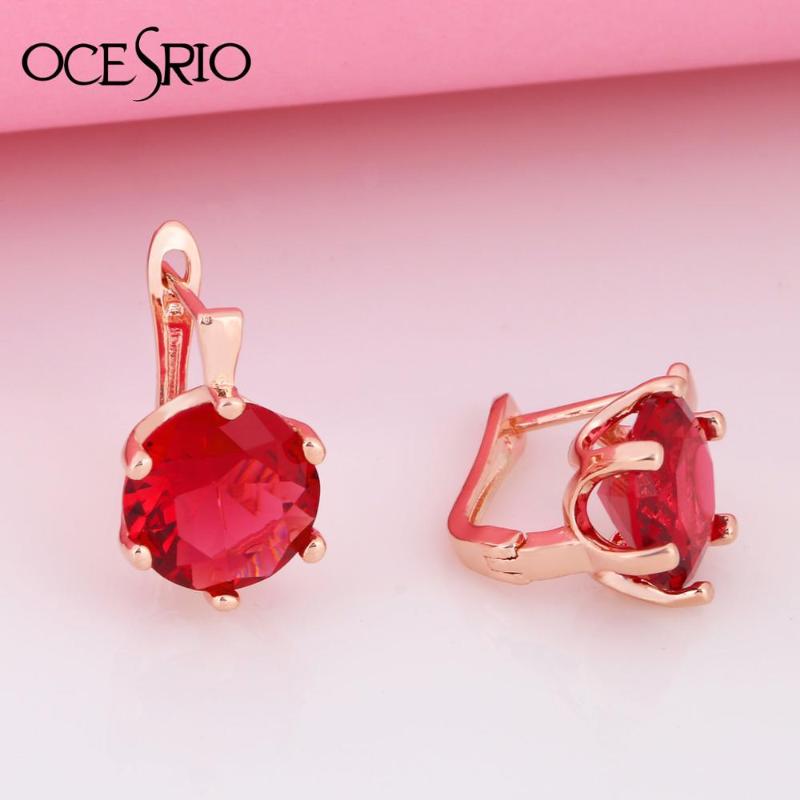 

Dangle & Chandelier Fashion Big Round Red Earrings Stones Cubic Zirconia Gold 585 For Women Wedding Party Jewelry Ers-r43