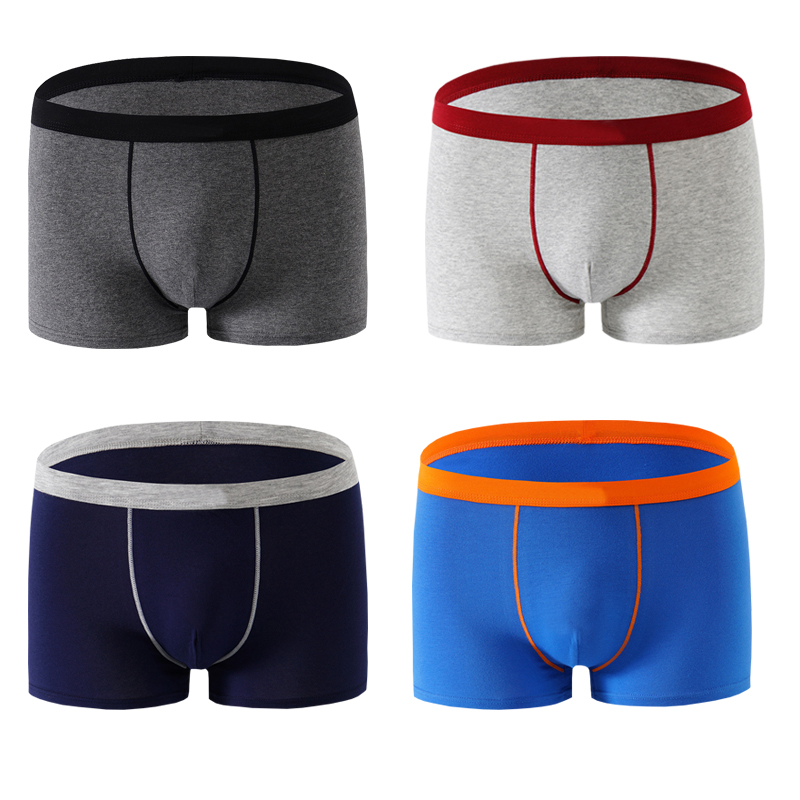 

4pcs/lot Male Panties Cotton Men's Underwear Boxers Breathable Man Boxer Solid Underpants Comfortable Brand Large size Shorts, Green