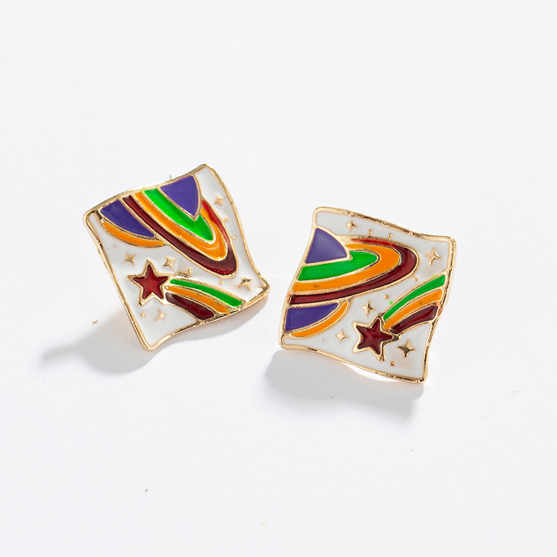 

Korea Irregular Square Earrings Roaming Universe Star Stud Earrings for Women Girls Korean Hot Fashion Jewelry