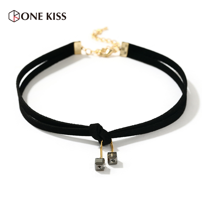 

Chokers Charm Choker Necklace Black Leather Velvet Strip Women Collar Crystal Square Pendant Necklaces Jewelry Neck Accessories