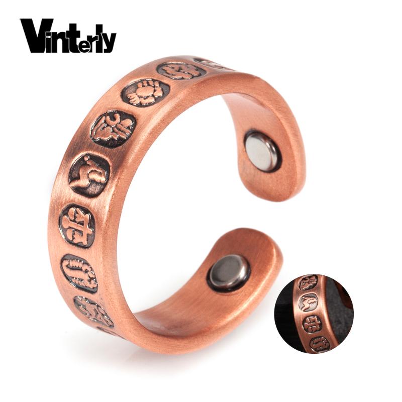 

Vinterly Pure Copper Rings For Men Women 12 Constellations Finger Cuff Adjustable Ring Men Vintage Engagement Minimalist Jewelry