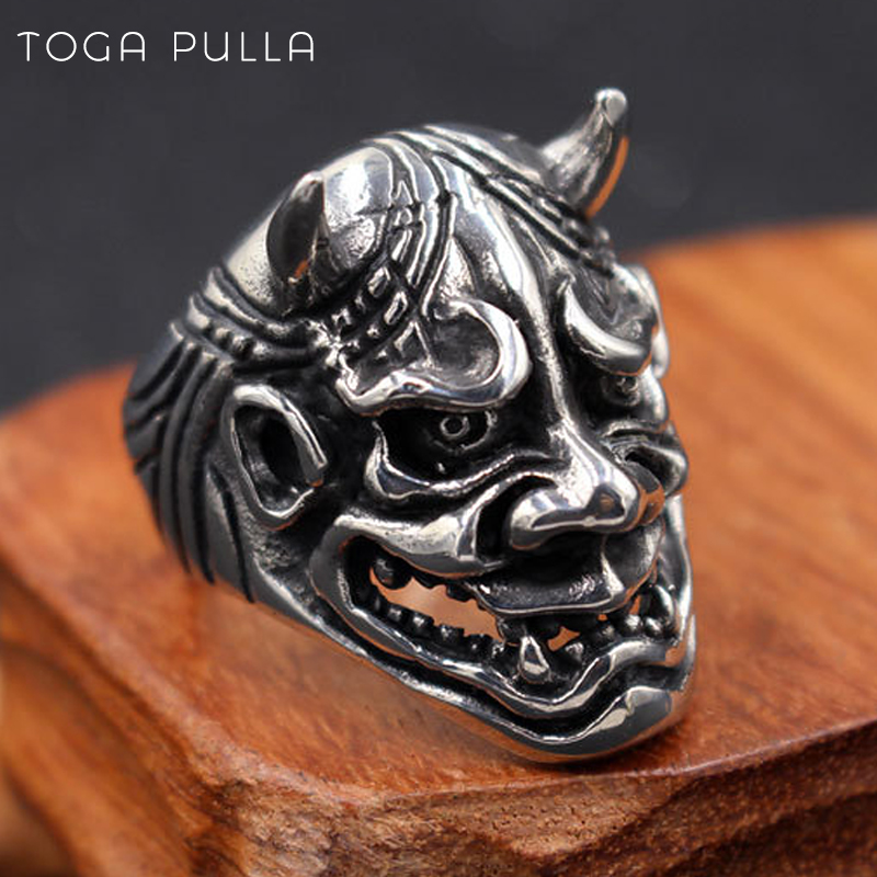 

Personality Mens Bull Head Skull Ring Stainless Steel Punk Biker Ghost Ring Heavy Sugar Male Gothic Jewelry