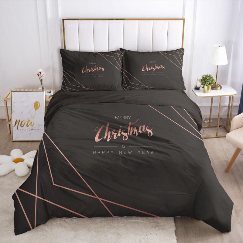Negro//Gris Funda Edredón Reversible Funda De Almohada Juego De Cama Individual Doble King Size