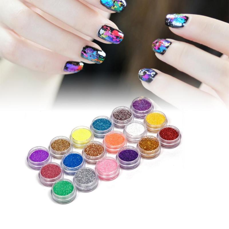 

18 Colors Nail Art Glitter Powder Dust For UV GEL Acrylic Powder Decoration Nail Art DIY Tip Decoration Glitters