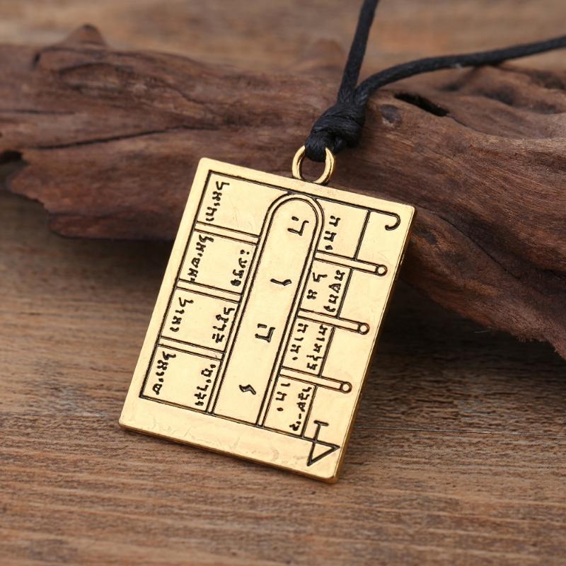 

Dawapara Key Of King Solomon Pentacle Open Doors Amulet Talisman Square Pendant Necklace The Moon's First Magic Array