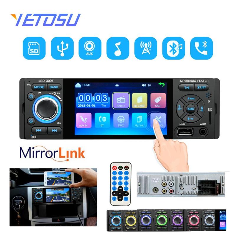 

BTFM Autoradio 1 Din Car Radio JSD-3001 4.1 MP5 Car Player Touch Screen Stereo Bluetooth 1Din Auto Radio Camera Mirror Link