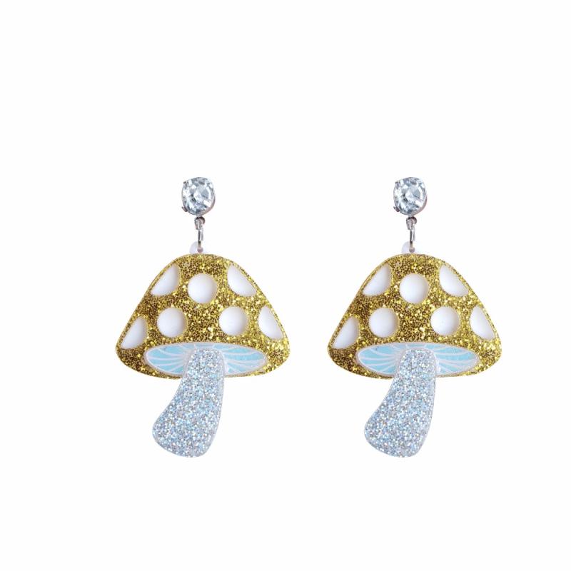 

Cute Mushroom Shape Acrylic Drop Earrings Personality Plant Crystal Dangle Earrings Funny Brincos for Girl Fashion Jewelry Gift