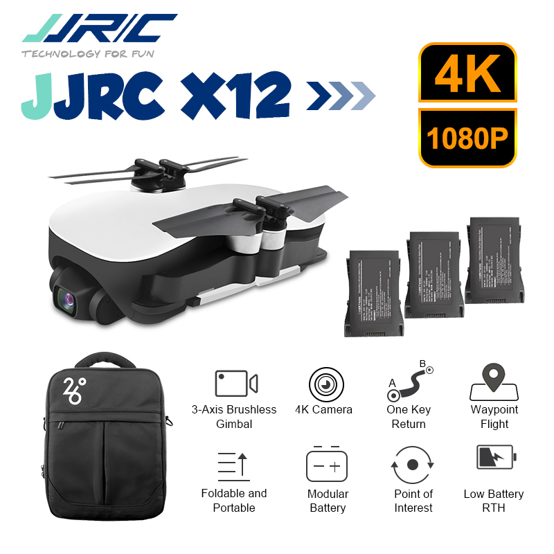 

JJRC X12 Aurora 5G WiFi 1080P/4K HD Camera FPV Brushless Motor GPS Dual Mode Positioning Foldable RC Drone Quadcopter RTF VS EX4
