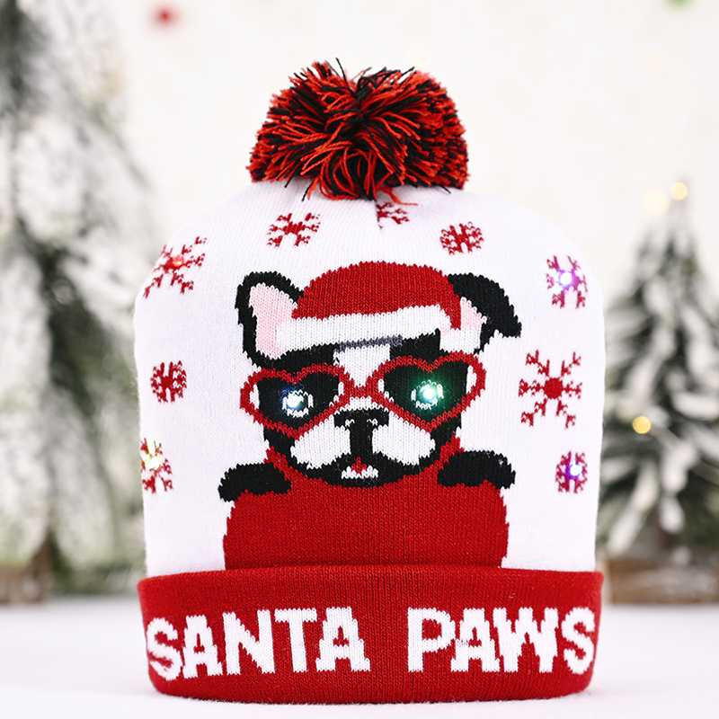 

Fashion New Style LED Luminous Knitted Beanie Hat Ugly Sweater Christmas Knitted Hat (battery Included