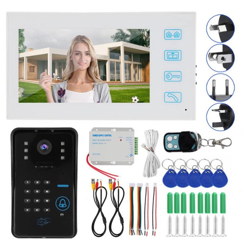 

doorbell camera 1080P 7in Wired Video Doorbell Password Card Night Vision Remote Access System 100-240V smart