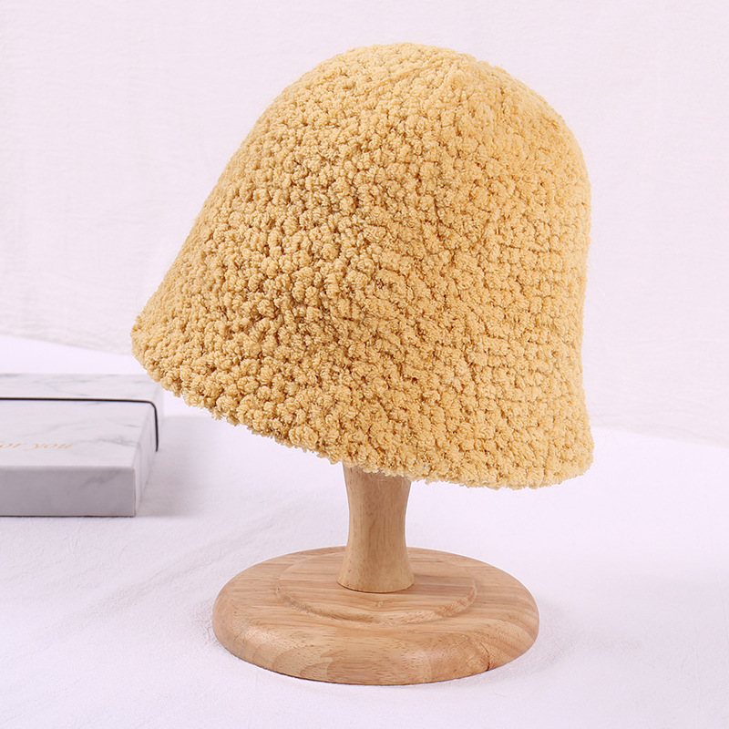 

Inspired Solid Color Plush Bucket Hat Women's New Style for Autumn Winter Korean-Style Simple Outdoor Keep Warm Fisherman Hat