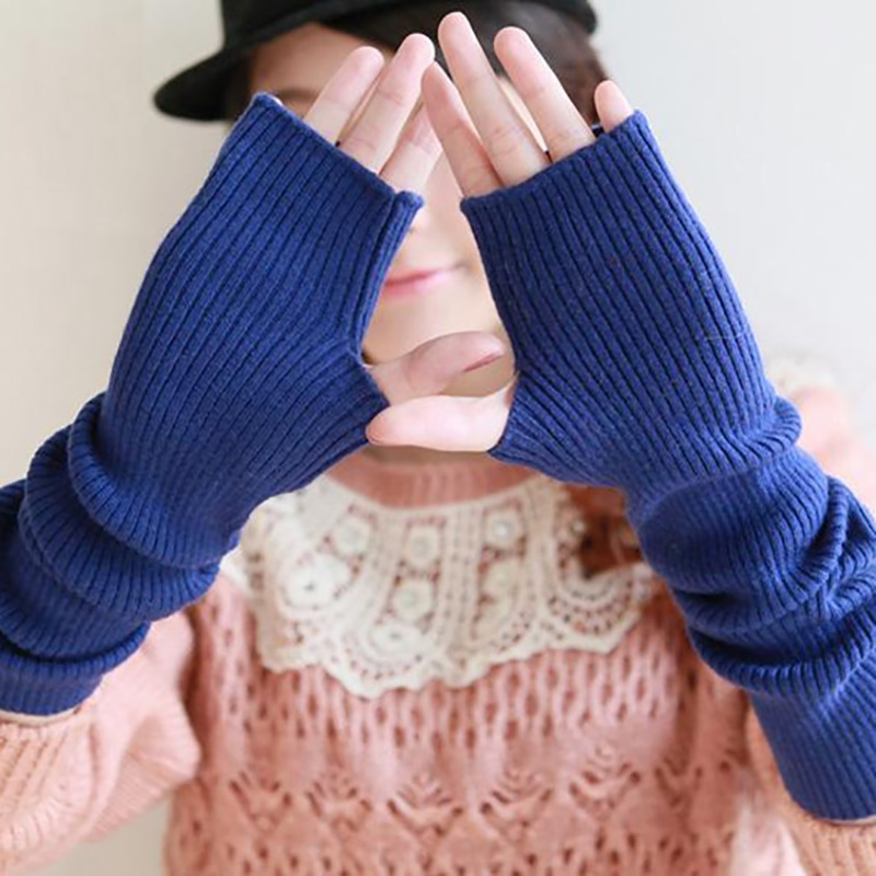 

Winter Women's Wool Mitts 40cm 50cm 60cm Fine Wool Fingerless Gloves Long 2020 Thermal Gloves Semi finger Lengthen Arm Warmers