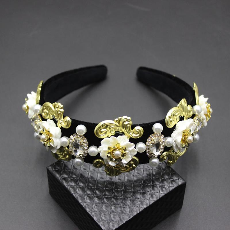 

New hair hoop Pearl Gems Wild Classic Hair hoop Accessories geometric pearl 733