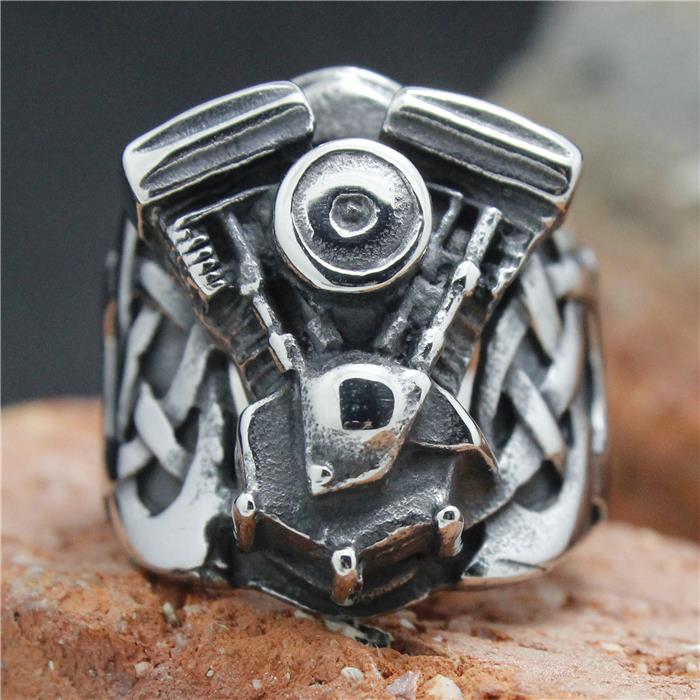 

2020 Cool 316L Stainless Steel Biker Engine Ring Mens Motorcycle Biker Engine Ring