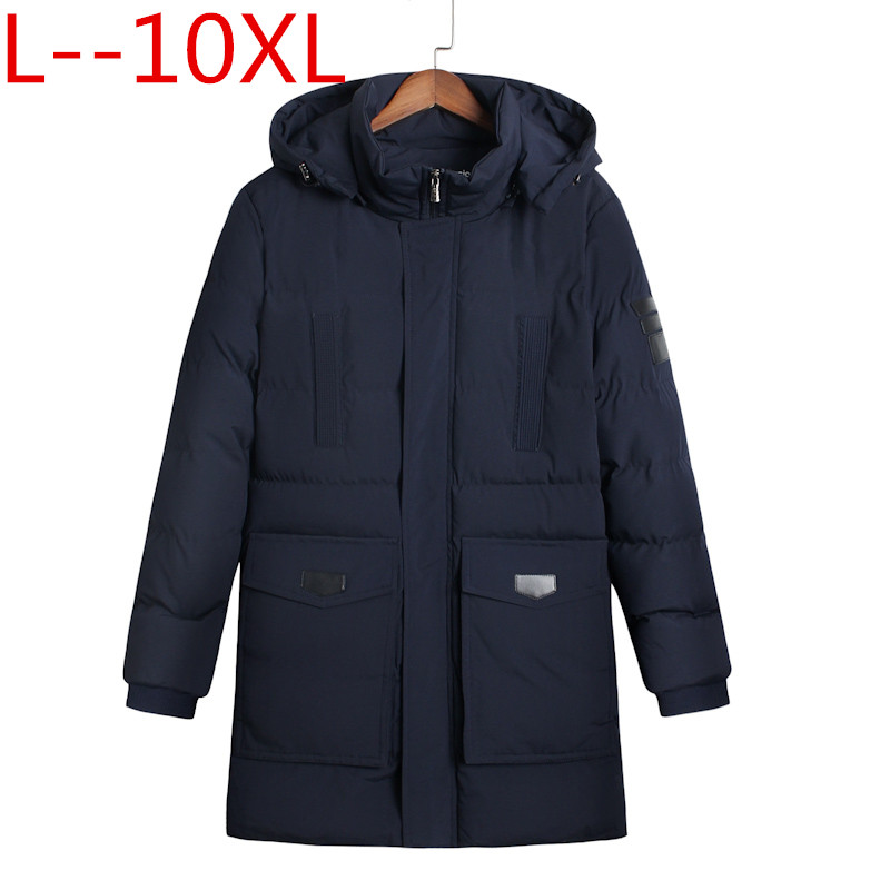 

2020 new winter men's jacket simple fashion hooded coat knit cuff design male's thermal fashion brand parkas 10XL 8XL 9XL 6XL 5X, Black