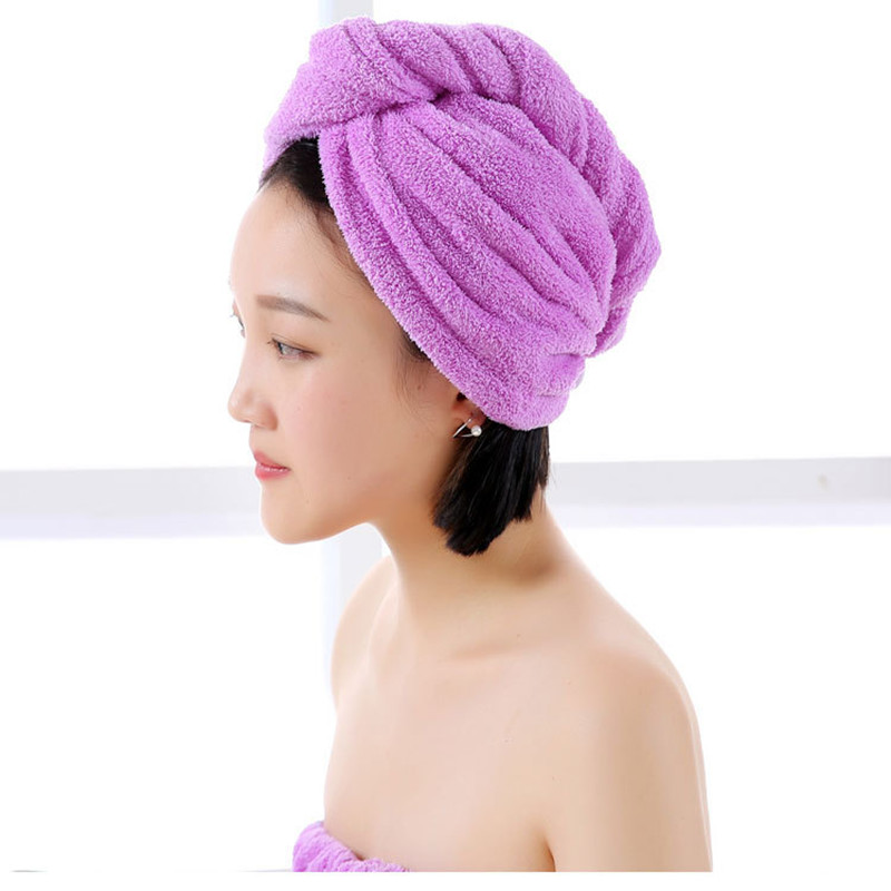 

Dry hair cap thick coral velvet absorbent dry hair adult cute thickening shower cap quick towel, Pink
