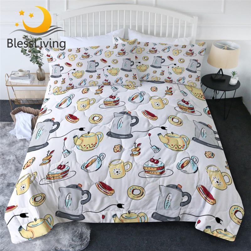 

BlessLiving Party Summer Quilt Afternoon Thin Duvet for Girls Lovely Bedding Queen Sweet Cake Summer Bedspread 3-Piece, 001