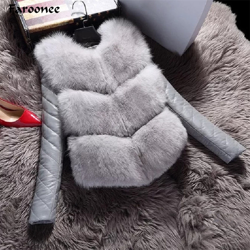 

Faroonee Women Jackets Fashion Autumn Winter Coat Warm Female Faux Fox Fur Vest High-Grade Slim Jacket Outerwear Black Gray Y200926, Ca me l