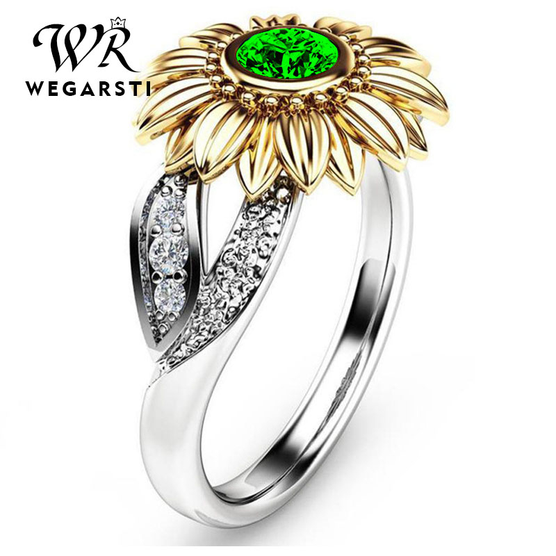 

WEGARSTI New Top Quality Vintage Rings For Women Men Genuine 925 Sterling Silver Gemstone Jewelry Ring Chrysanthemum Party