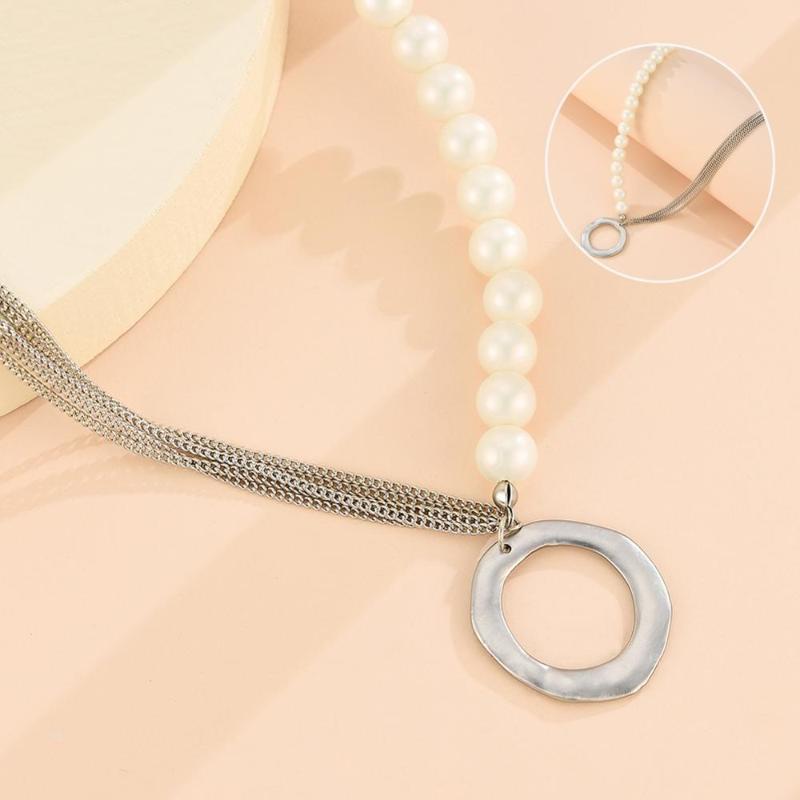 

Simple Temperament Pearl Necklace Boho Women Multi-layer Long Chain Pendant Choker Necklace Jewelry Gifts