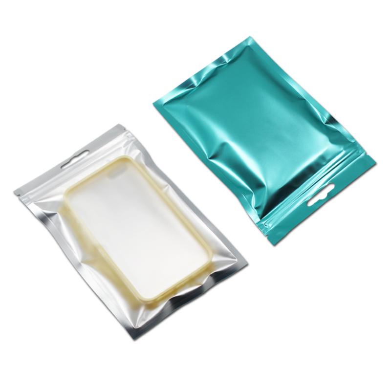 

100Pcs Clear/Blue Matte Aluminum Foil Zip Seal Reclosable Packaging Bags Electronic Accessories Date Line Party Pouch