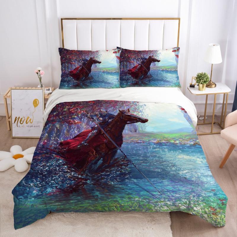 

3D Bedding Sets Duvet Quilt Cover Set Comforter Case Bed Linens King Queen Full Single Size Colorful Animal Horse Home Texitle, Horse003-camel-d