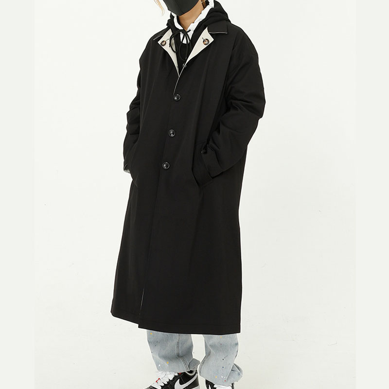 

Male Women Streetwear Hip Hop Vintage Fashion Casual Long Trench Jacket Windbreaker Outerwear Men Double Side Wear Trenchcoat, 131494 black white