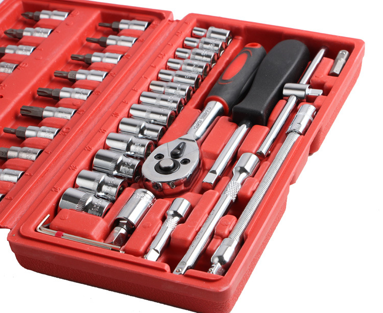 

46-Piece Set of Auto Repair Tools Packaged Combination Manual Hardware Tools Set of Machine Repair Socket Wrench Automobile Tool